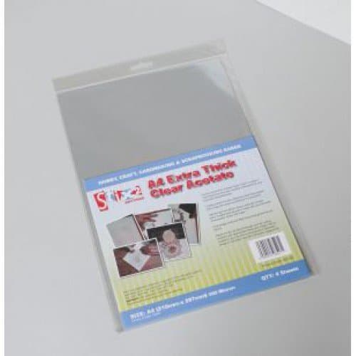 Stix2 Extra Thick Clear Acetate Sheets, A4, pk of 4 by Stix2