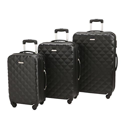 3 Piece Luggage Set Durable Lightweight Hard Case Spinner Suitecase LUG3 SS577A BLACK BLACK