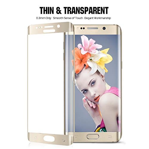 [3D Curved + Electroplate] Samsung Galaxy S7 Edge Screen Protector, ELEKMATE Tempered Glass Full Screen Protector for Galaxy S7 Edge [Edge to Edge Full Screen Coverage] (Gold)