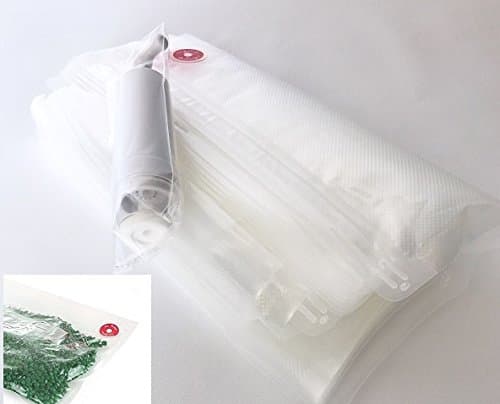 20 Pack BPA Free Reusable Vacuum Storage Bags Kit Includes: 12x Medium and 8x Large Bags, 1 Hand Pump, 2 Bag Sealing Clips for Practical Food Storage & Cooking