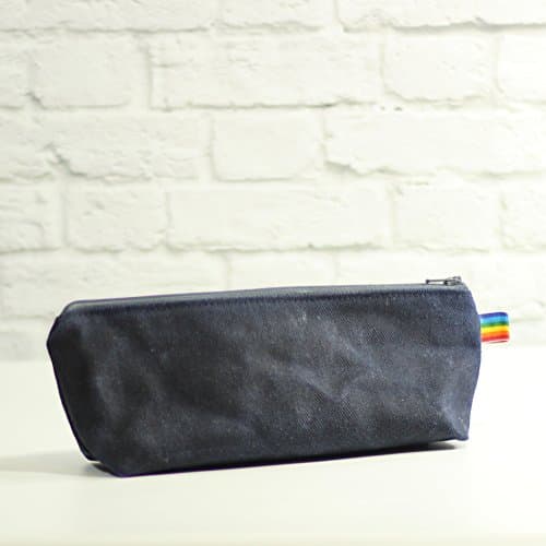 Waxed Canvas Pencil Case - Navy Blue Pouch