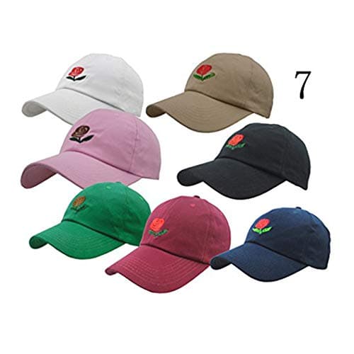 FGSS Unisex Rose Embroidered Adjustable Strapback Dad Hat Baseball Cap Mutiple Colors