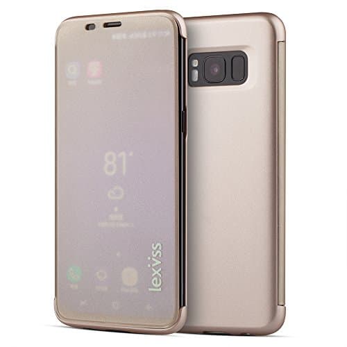 Lymor Samsung Galaxy S8 Case, Touch Sensible Ultra Folio Flip Slim Window Front Flip Cover Translucent Matte Case Cover for S8 (Glod)