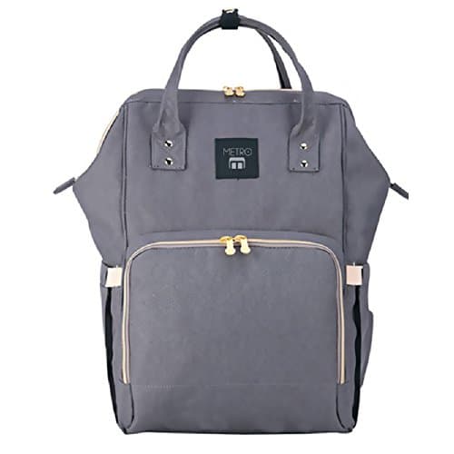 Baby Diaper Backpack with Stroller Straps (Upgraded Version) - Insulated Pockets,Waterproof, Large Capacity Nappy Bag (Grey)