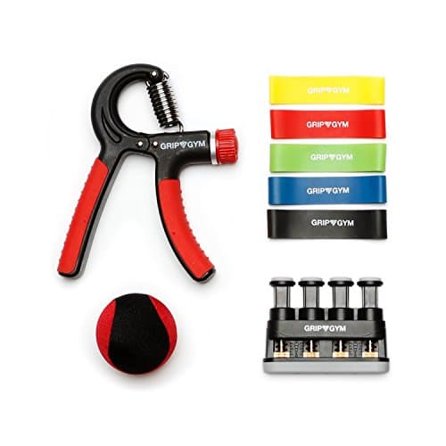 GripGym Hand Forearm Wrist Elbow Exerciser Exercise Equipment Set Tools (Core Set Only) Gripper Ball Stretcher Bands Rings Guitar Rock Climbing Carpal Tunnel Arthritis