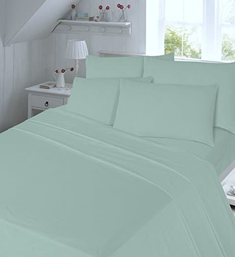 Helena Springfield Brushed 100% Cotton Fitted or Flat Sheets - Duck Egg Blue - Single Double or King and Pillowcases (Double Bed Flat 255cm x 230cm) by Helena Springfield