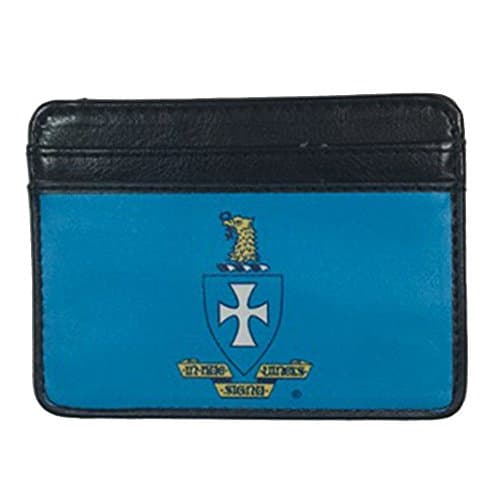 Sigma Chi Slim Wallet for Men Top Grade Leather Full Color Fraternity Crest with Four Slots for Credit Cards Wallet Has a Clear Slot for ID Spot for Cash