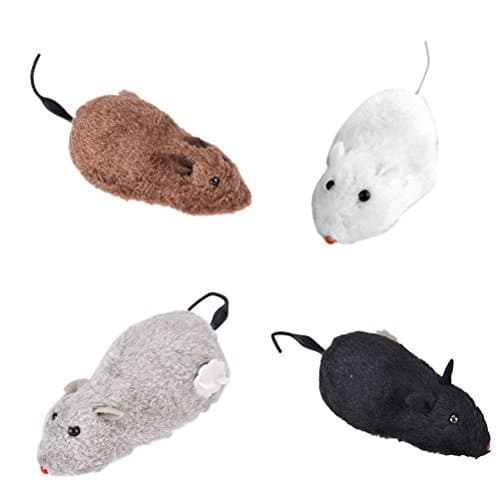 Ensunpal 4 pcs Wind up Lifelike Mice Mini Plush Mouse Funny Little Rat Joy Toys
