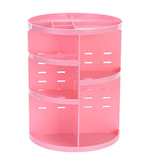 DIYA 360°-Rotating Makeup Organizer Acrylic Space-saving Cosmetics Storage Case Adjustable Detachable Multi-Function Organizer for Cosmetic, Brushes, Lipstick, Essential Oils Pink