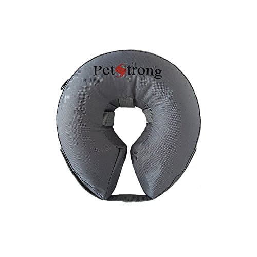 PetStrong Inflatable Protective Recovery Collar - Premium Durable Scratch and Bite Resistant, Best Complete Comfort for Your Dog,, Gray (Medium)