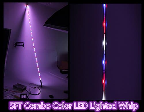 Exclusivex Whip led Quick Release 5 Feet Combo ( White&Red&Blue) LED Lighted Flag Whip for ATV UTV 4WD Jeep