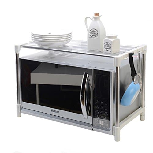 Single Layer Adjustable Stainless Steel Microwave Oven Rack Kitchen Shelving Oven Rack Sort Out Admission Shelf -by TIANTA (Color : #1)