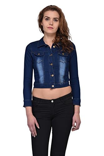 Women's Regular Fit Washable Jacket Collar Large Blue - By Style Souk