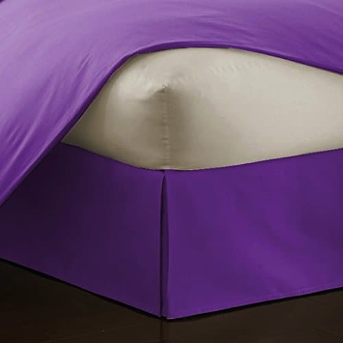 The OuTNet Hotel Collection Bedding 500-Thread-Count 100% Egyptian Cotton King Damask Solid 1pc Bed Skirt With 32" Drop Length, Purple