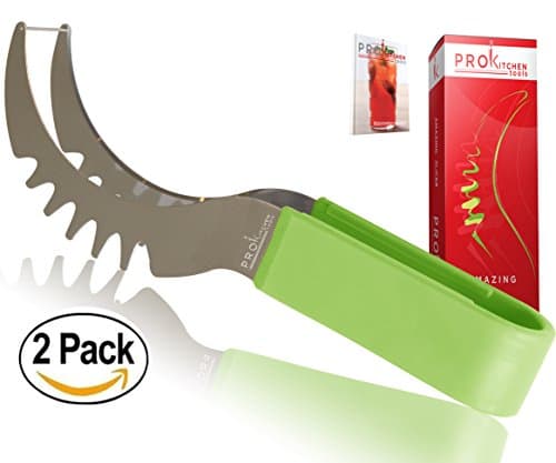 Pro Kitchen Tools Watermelon Slicers with Silicone Grip, Green (Set of 2)
