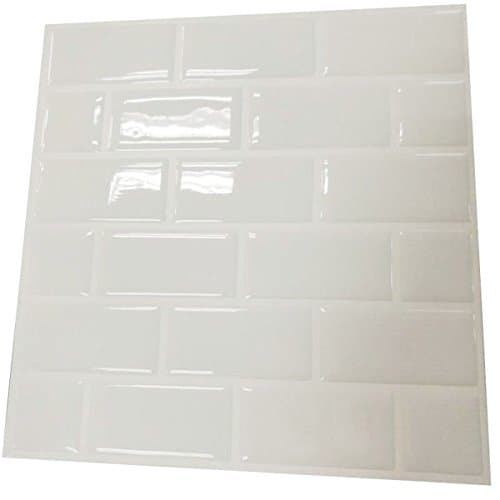 Wall Tile Sticker Marble Subway Brick Mosaic Tile in Square tiles decorative, Pack of 10