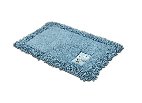 Soft Microfiber Shag Bath Mat Non Slip, Original Luxury Chenille Bathroom Rug Mat Extra Soft and Absorbent Shaggy Rugs Anti Slip Back Door Mat (17.7''x27.5'', Blue)