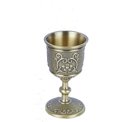 XHWine Vintage Hand-made Solid Copper 25ml Small Size Alcohol &amp; Liquor &amp; Whisky Glass Water Goblet Carving Pattern (Approx 0.85oz)