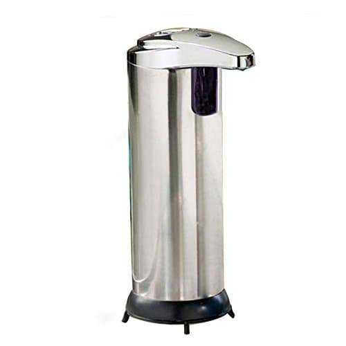 Automatic Touchless Soap Dispenser Stainless Steel Hands Free Automatic IR Sensor Touchless Soap Liquid Dispenser with Waterproof Base For Kitchen Sink, Bathroom (silver)