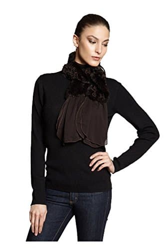 Belle Fare Knitted Pullovr Rex Scarf with Chiffon (Brown)