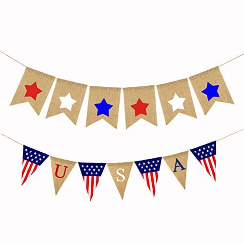 LOLOAJOY USA Flags Pennant Triangular Flag Banner Red Blue White Star Fish Tail Flag Banner Garland For Independence Day Banner Memorial Day Veterans Day