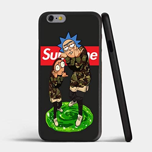 Black TPU Silicone case for iPhone 6 6S 7 7plus 8 8plus Anime Camouflage Phone Cases Morty and Rick Design (for iPhone 6 6S)