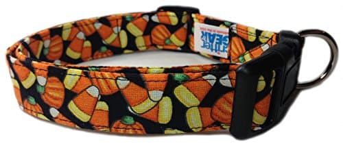 Adjustable Dog Collar in Candycorn and Pumpkins (U.S.A. Made)