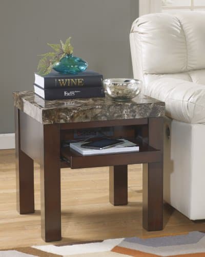 Kraleene Dark Brown Wood Square End Table