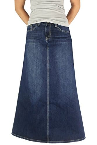 Classic Modest Long Denim Skirt (5/6)
