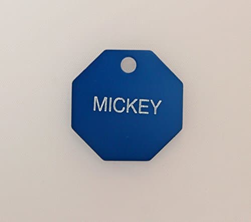 Pet ID Tag - Octogan Shaped Double Sided Engraved Tag - 28mm / 28mm 4 Colours (BLUE)
