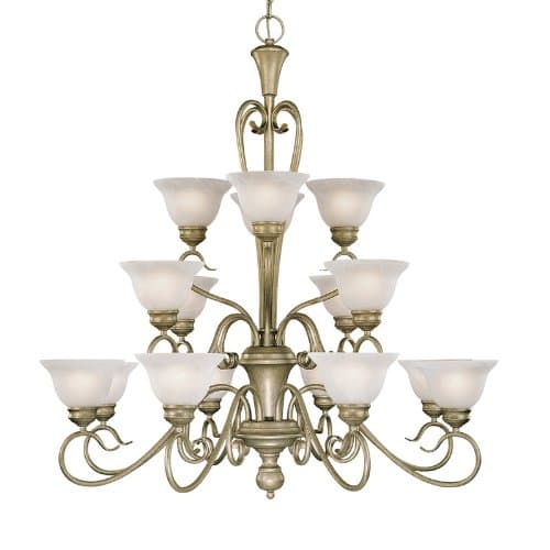 Millennium Lighting 616 Devonshire 16 Light Three Tier Chandelier, Satin Nickel / Silvermist