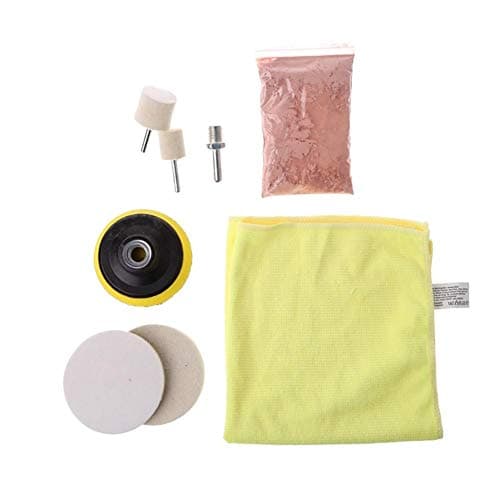 Hellycuche 8PC Automotive Glass Windshield Rear Side Window Scratch Removal Polishing Pad Repair Kit for Cars