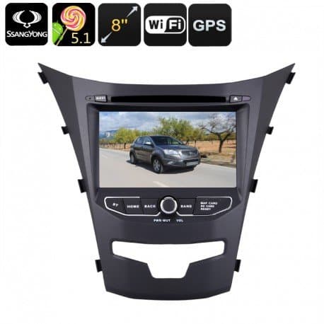 Android Car DVD Player - Dual-DIN, 7 Inch, 3G Support, Android 5.1.1, Region Free DVD, Quad-Core CPU, GPS, For Ssangyong Korand