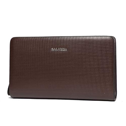 Genuine Leather Long Wallet for Men Double Zip Around Checkbook Clutch Bag Fashionable Organizer Purse Credit Card Holder Real Leather Handbag