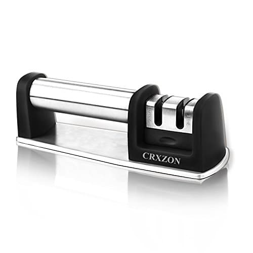 Knife Sharpener,CRXZON Two-Stage Diamond & Ceramic Manual , Safe and Effortless to Use