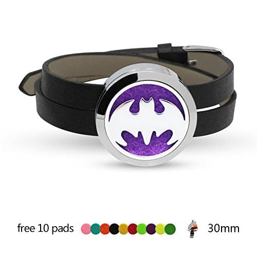 Cartoon Pattern Aromatherapy Essential Oil Diffuser Leather Band Wristband Locket Unisex Bracelet +10pad