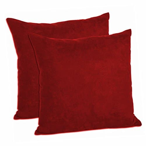 MoonRest Pack of 2- Suede Square Decorative Throw Pillow Covers Sofa sham Solid Colors Couch Cushion Pillowcases (18 x 18 Cinnabar)