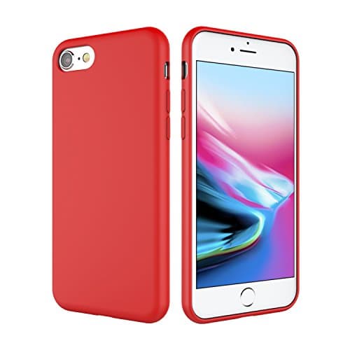 Weduda Liquid Silicone Case for iPhone 8/7, Gel Rubber Full Body Protection Non-Slip Anti-Scratch Drop Shockproof Protection Cover for Apple iPhone 7 (2016)/iPhone 8 (2017) 4.7 Inch - Red