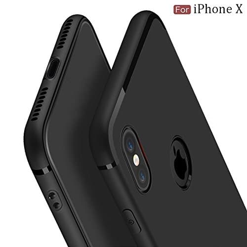Telltale iPhone X Black Back Cover Case | Soft Silicone All Sides Protection with Anti Dust Plugs Shockproof Slim Matte