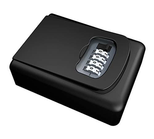 Key Lock Box Wall Mount, SALEM MASTER 4-Digit Combination Key Storage Lock Box for Outside House Key, Resettable Code Key Safety Storage Box Weatherproof with Mounting Kit (Black)