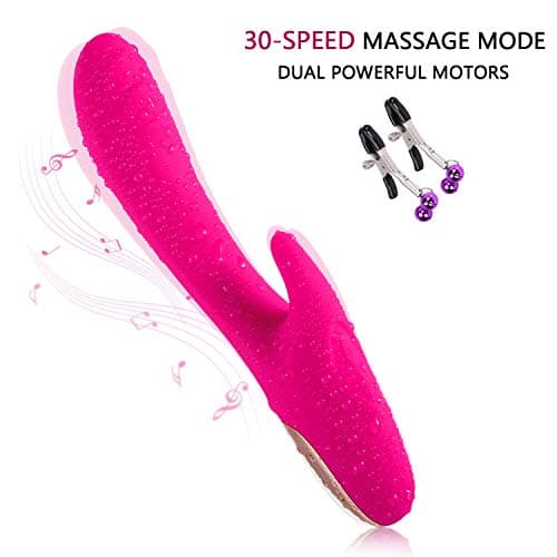 Wireless Handheld Wand Massager - 30 Speeds Working Mode by Powerful Dual Motors - USB Charging -100% Waterproof - Used to Relieve Muscle Pain After Exercise, Relax The Pressur.(Rose Red)