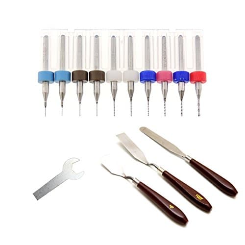 CloverTale 3d Printer Print Build Plate Removal Accessories Spatula tools, Clogged Extruder Nozzles Unclogging Drill Cleaner (10 pack), nozzle removal wrench