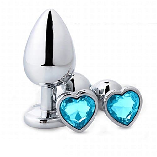DF7YE Stainless Steel Plug Diamonds Heart for Beginner Advanced Use - Light Blue