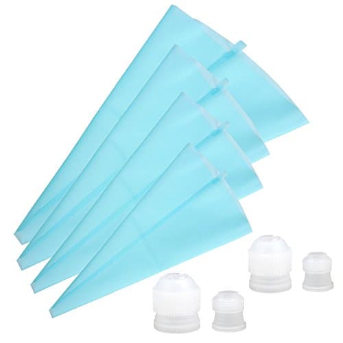 [4 Sizes] [S+M+L+XL] Reusable Silicone Cake/Cupcake Decorating Pastry Bag with [2 Large Couplers 2 Standard Couplers] Piping Icing Bags
