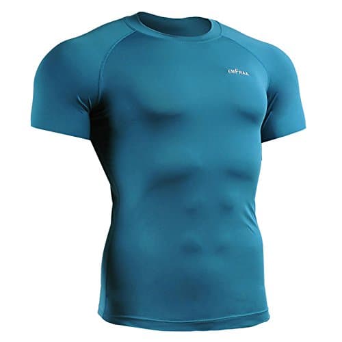 Emfraa Men Women Compression Under Cool Base Layer T Shirt Short Sleeve Neoblue S