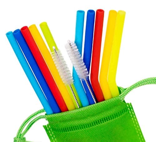 Reusable Silicone Drinking Straws 10-Pack - BPA Free