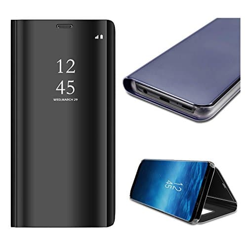 GH GHawk Mirror Case Translucent Flip for Samsung Galaxy A30s Full Protection Electroplate Plating Stand[Smart Dormancy&Awakening/Caller ID Display/Clock Showing]