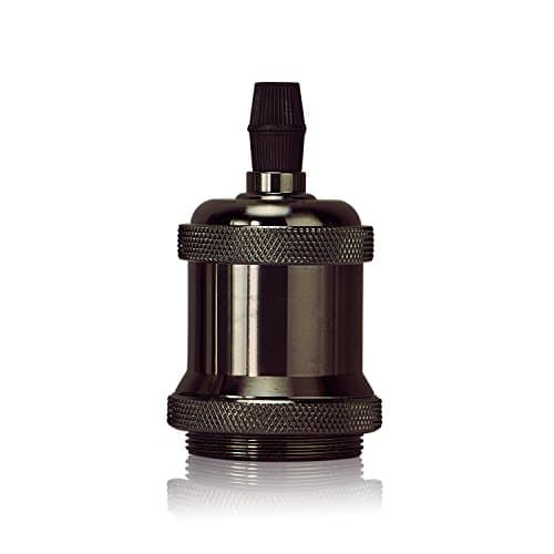 Homestia Solid Lamp Socket E26/E27 Vintage Industrial Edison Pendant Ceramic Light Socket Aluminum Finished Pack Of 4, Black