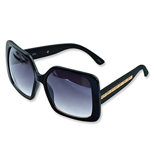 Solid Black Square Sunglasses with Gold-Tone Accent Jackie Kennedy Sunglasses