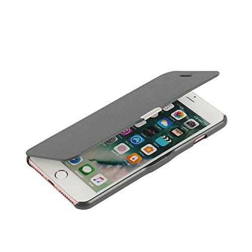 iPhone 7 Plus case, MTRONX Magnetic Ultra Folio Flip Slim Leather Twill Case Cover Pouch for Apple iPhone 7 Plus - Gray(MG-GY)